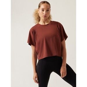 Athleta Elemental Crop Tee Rust Brown Oversized size 1x